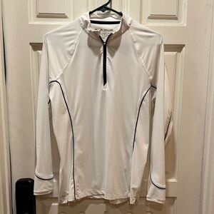 Peter Millar Golf Pullover size M, White Long-SNavy Piping